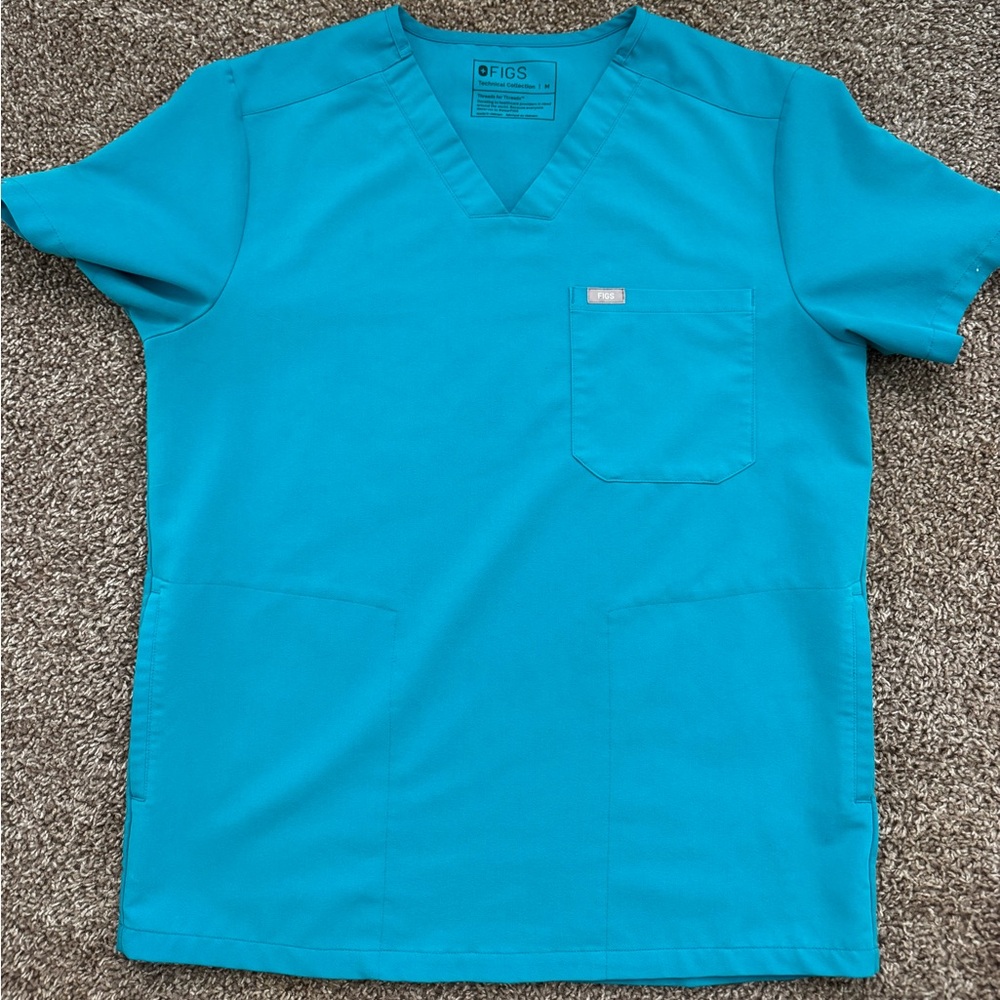 Figs Mens Teal Medium Chisec Scrub Top